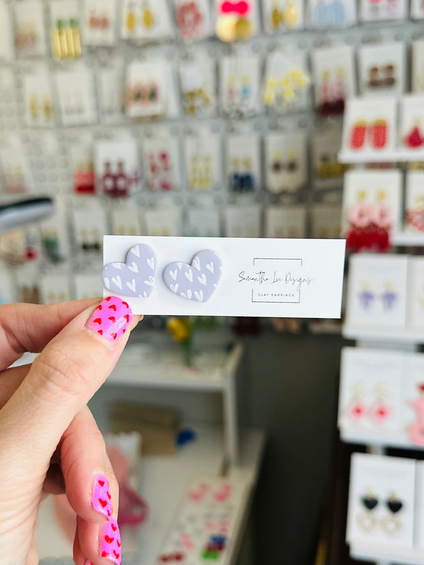 Lavender Heart Studs
