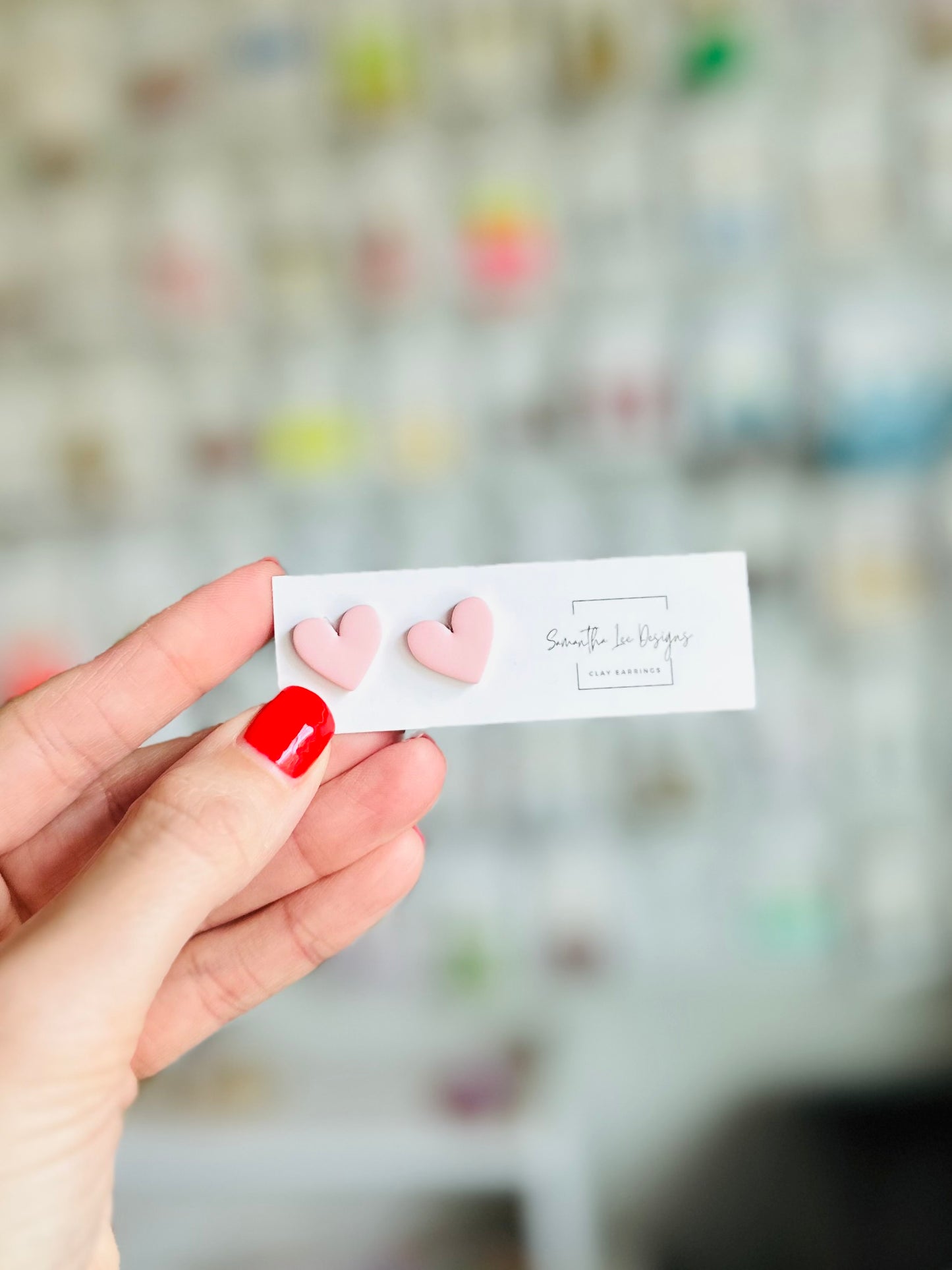 Pale Pink Heart Studs