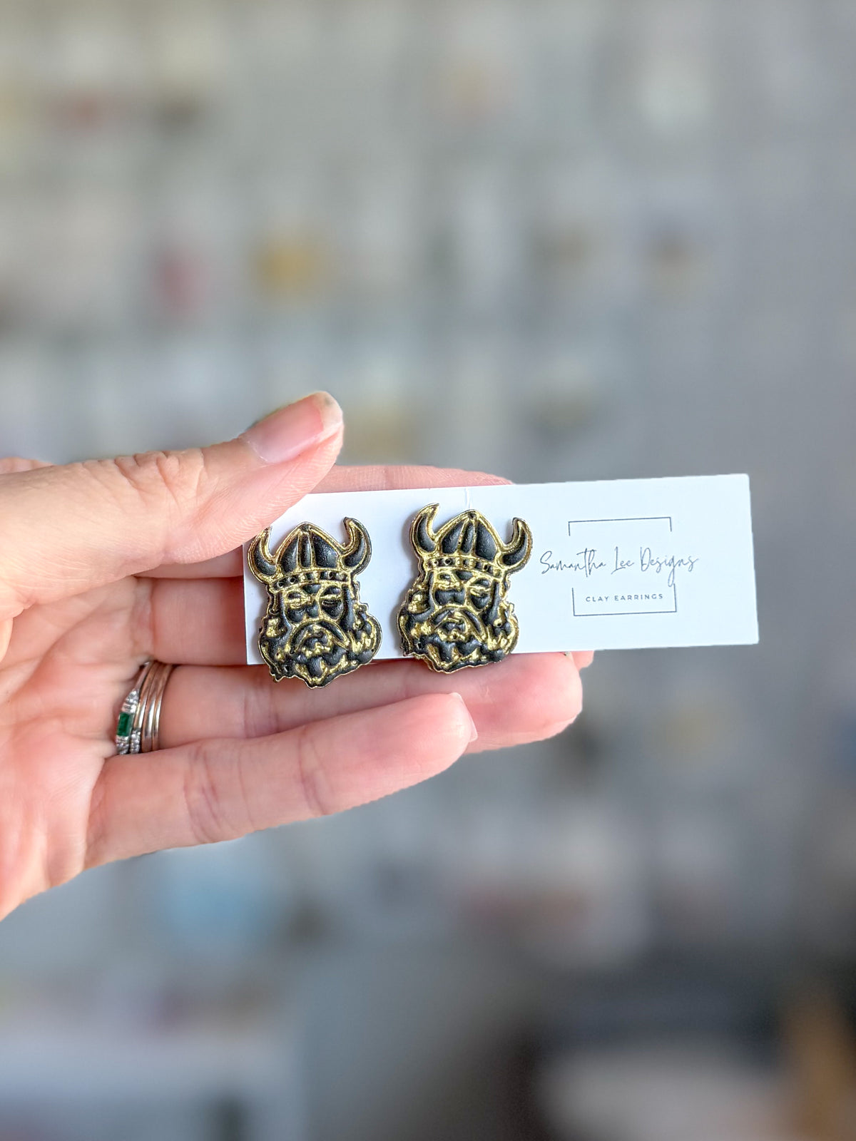 Vikings Black and Gold Studs