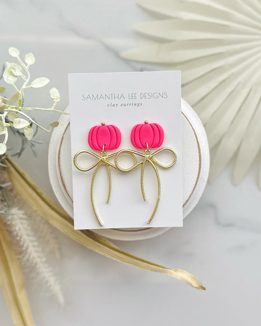 Raspberry Pumpkin Bows