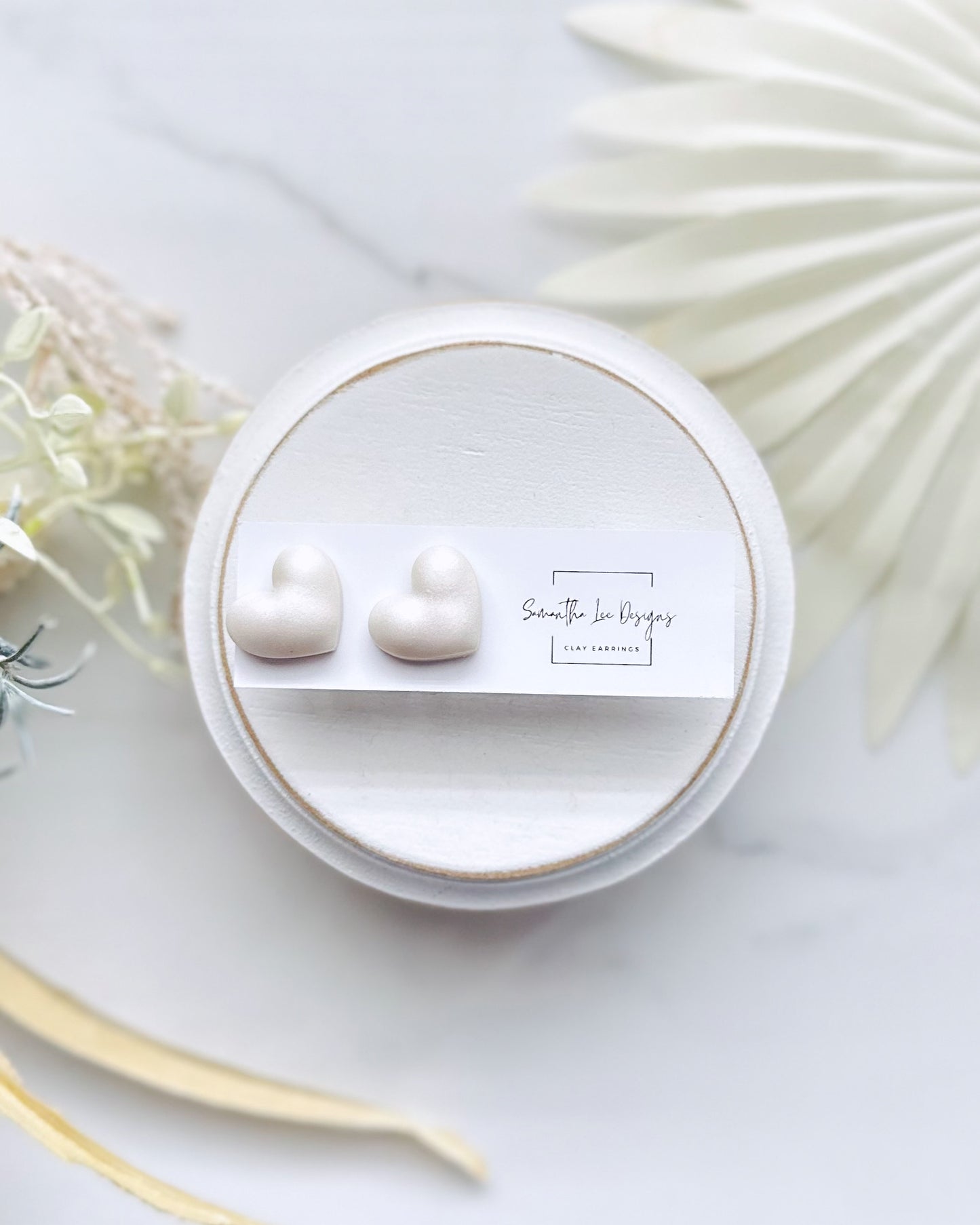 Pearl Puff Heart Studs