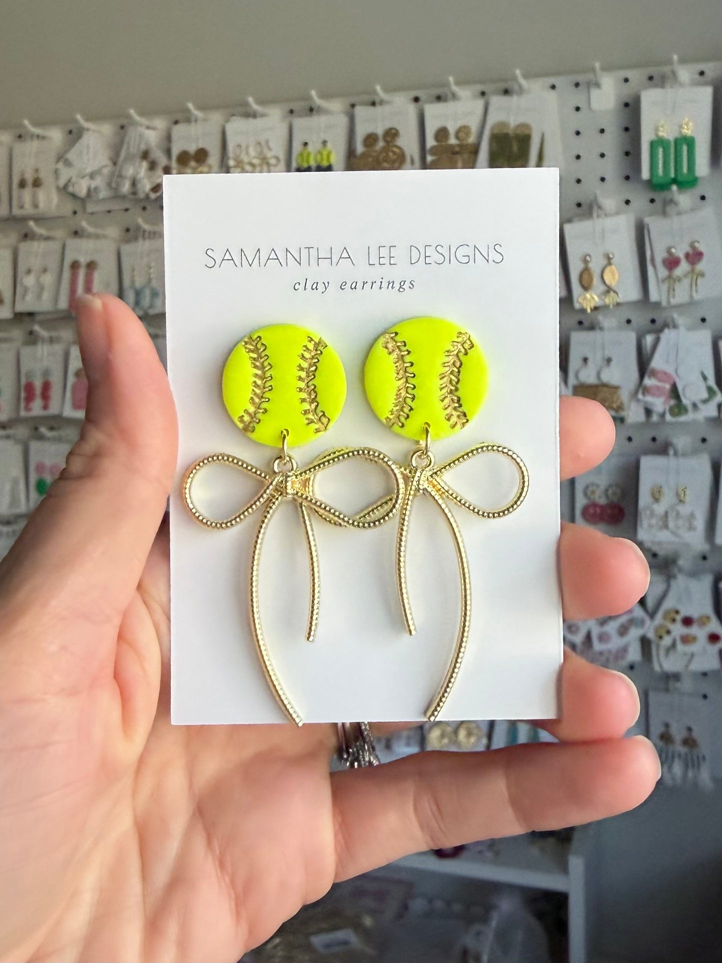 Gold Stitch Softball Bow