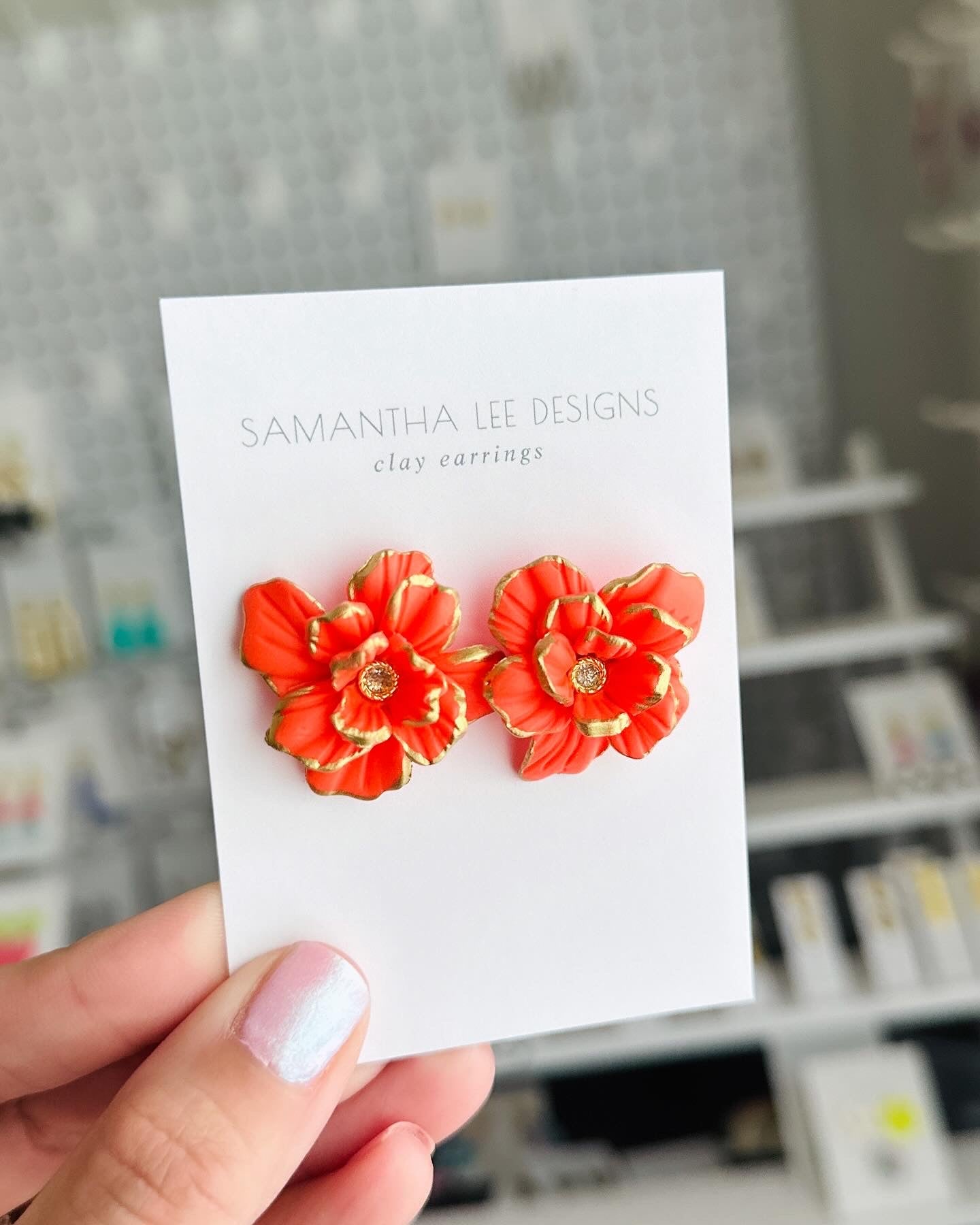 Bright Orange Mason Studs