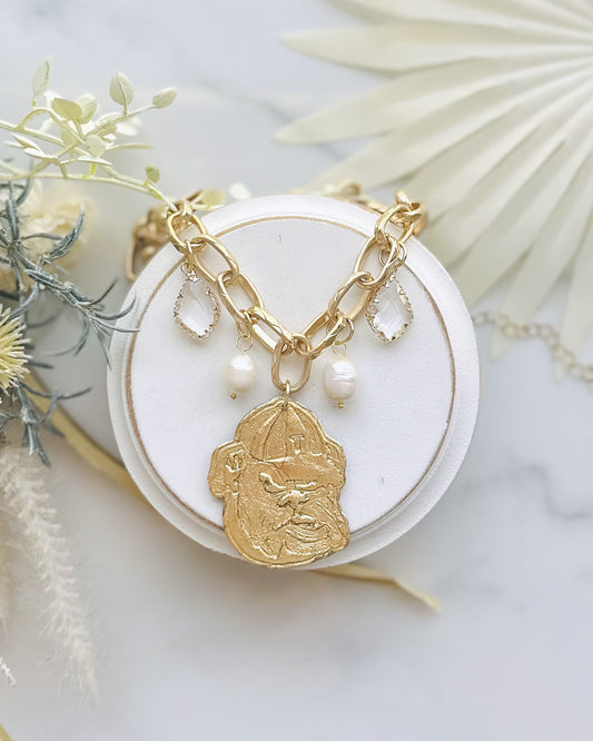 Bulldog T Emblem Hat Charm Necklace