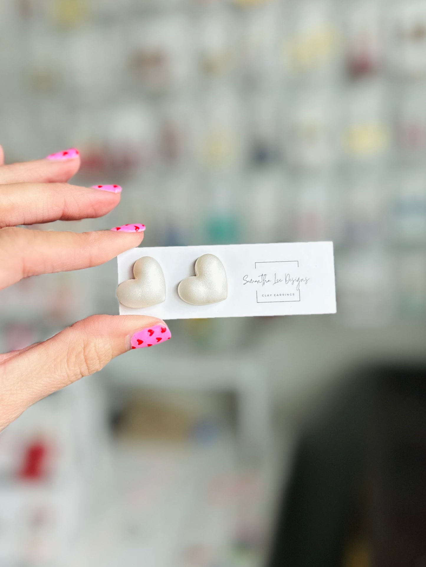 Pearl Puff Heart Studs