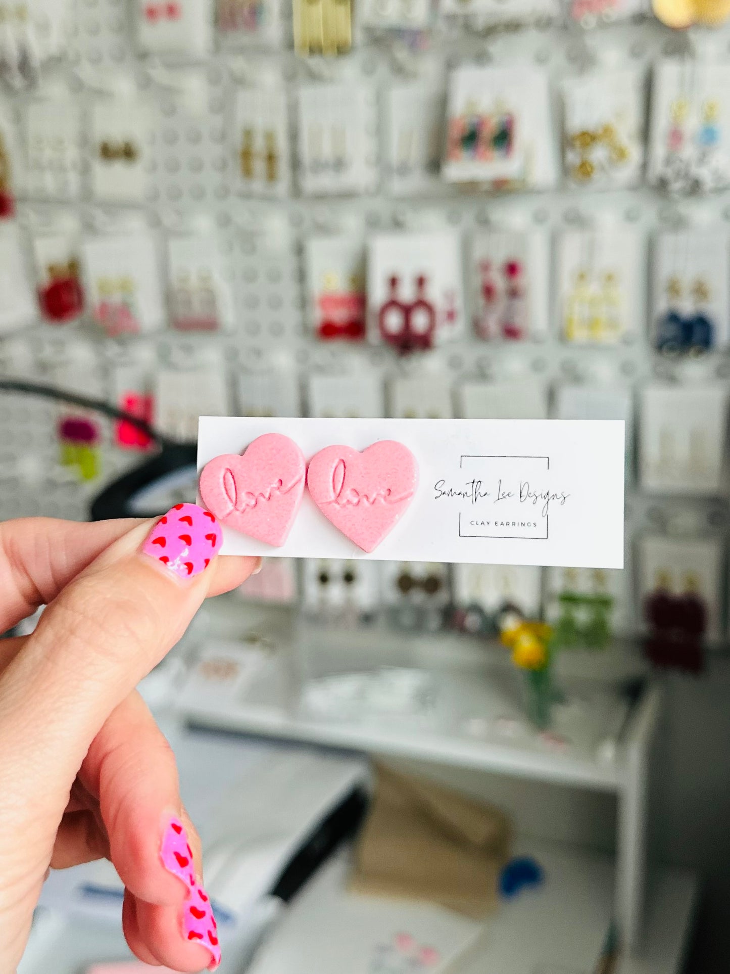 Pink Love Studs