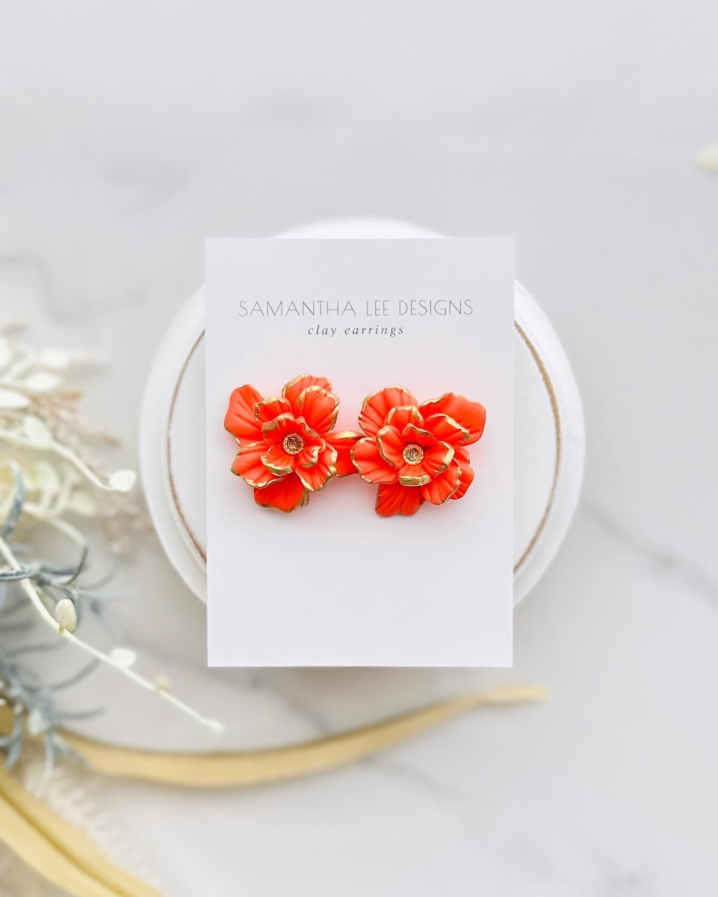 Bright Orange Mason Studs