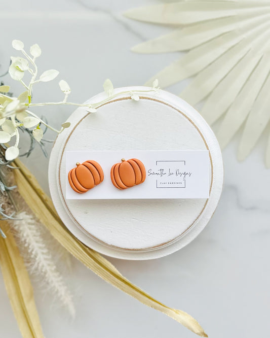 Orange Pumpkin Studs