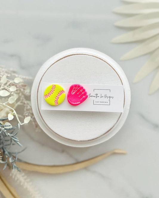Pink Laced Softball Studs