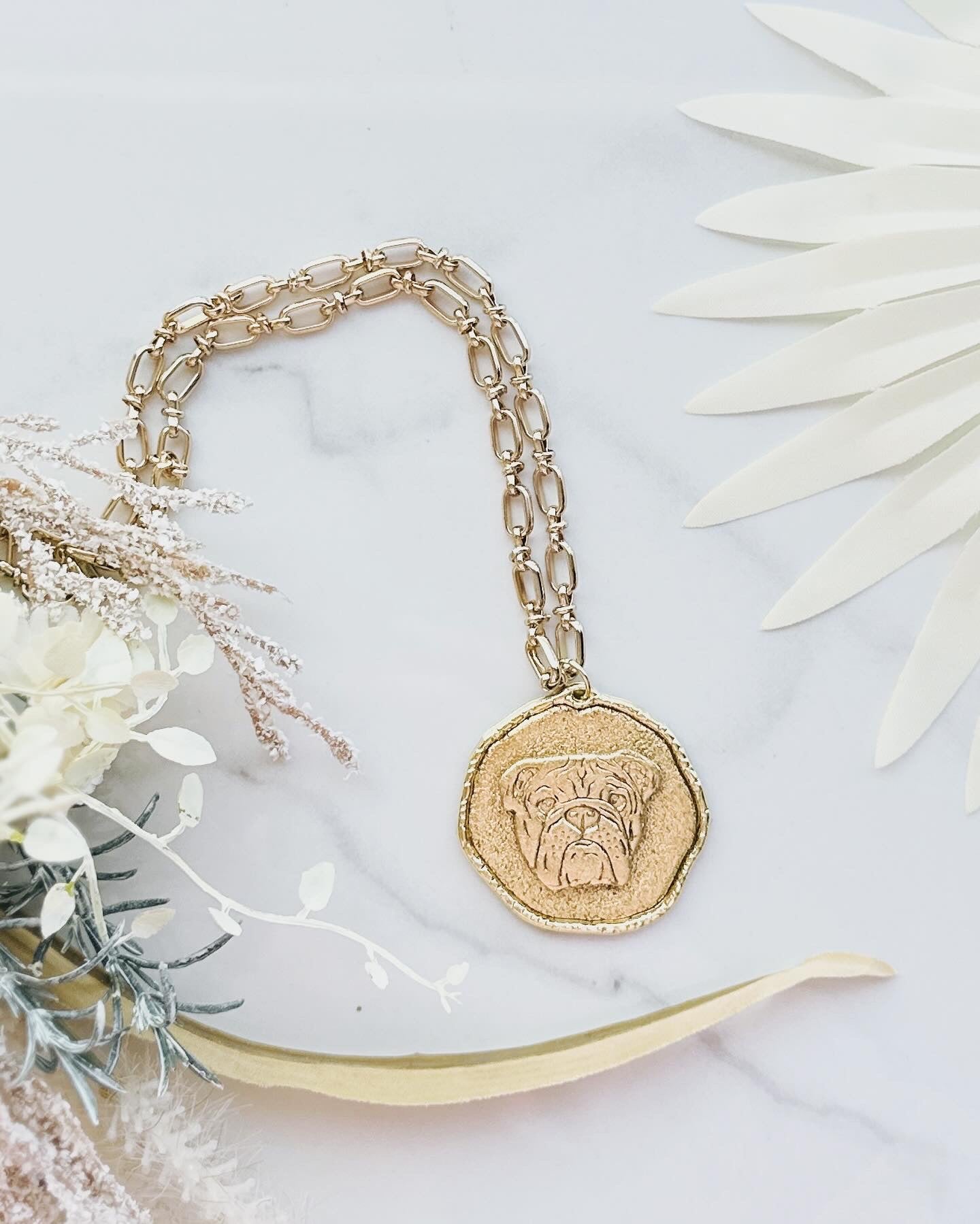 Round Bulldog Necklace