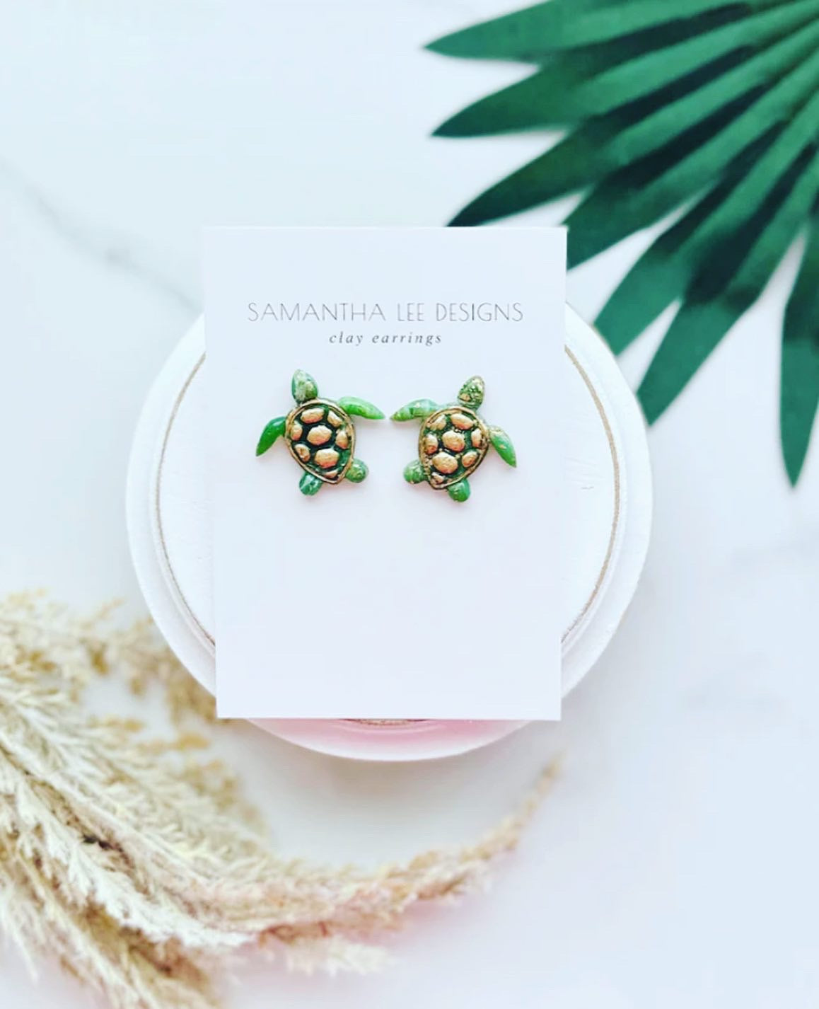 Faux Jade Sea Turtle Studs