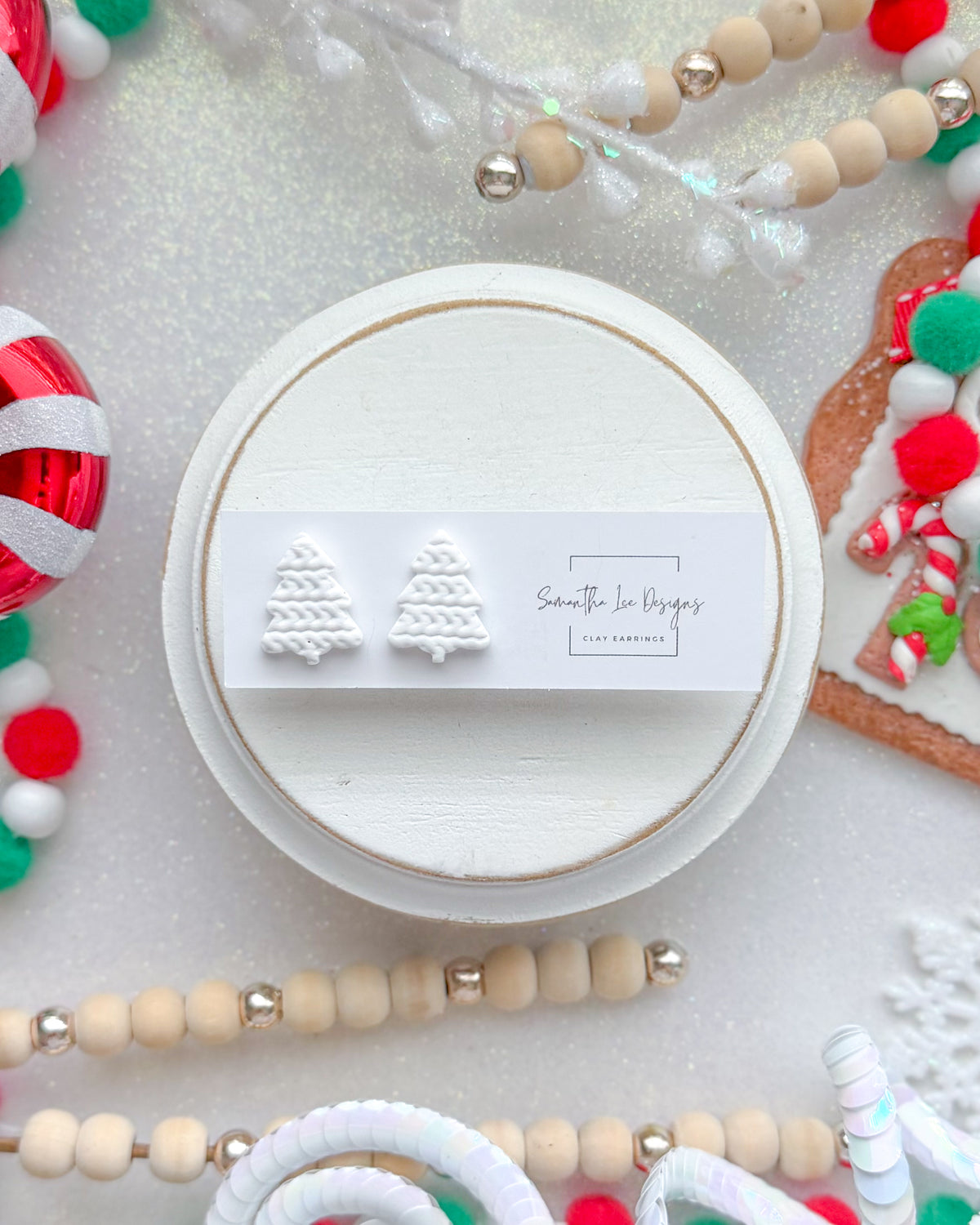 White Sweater Tree Studs