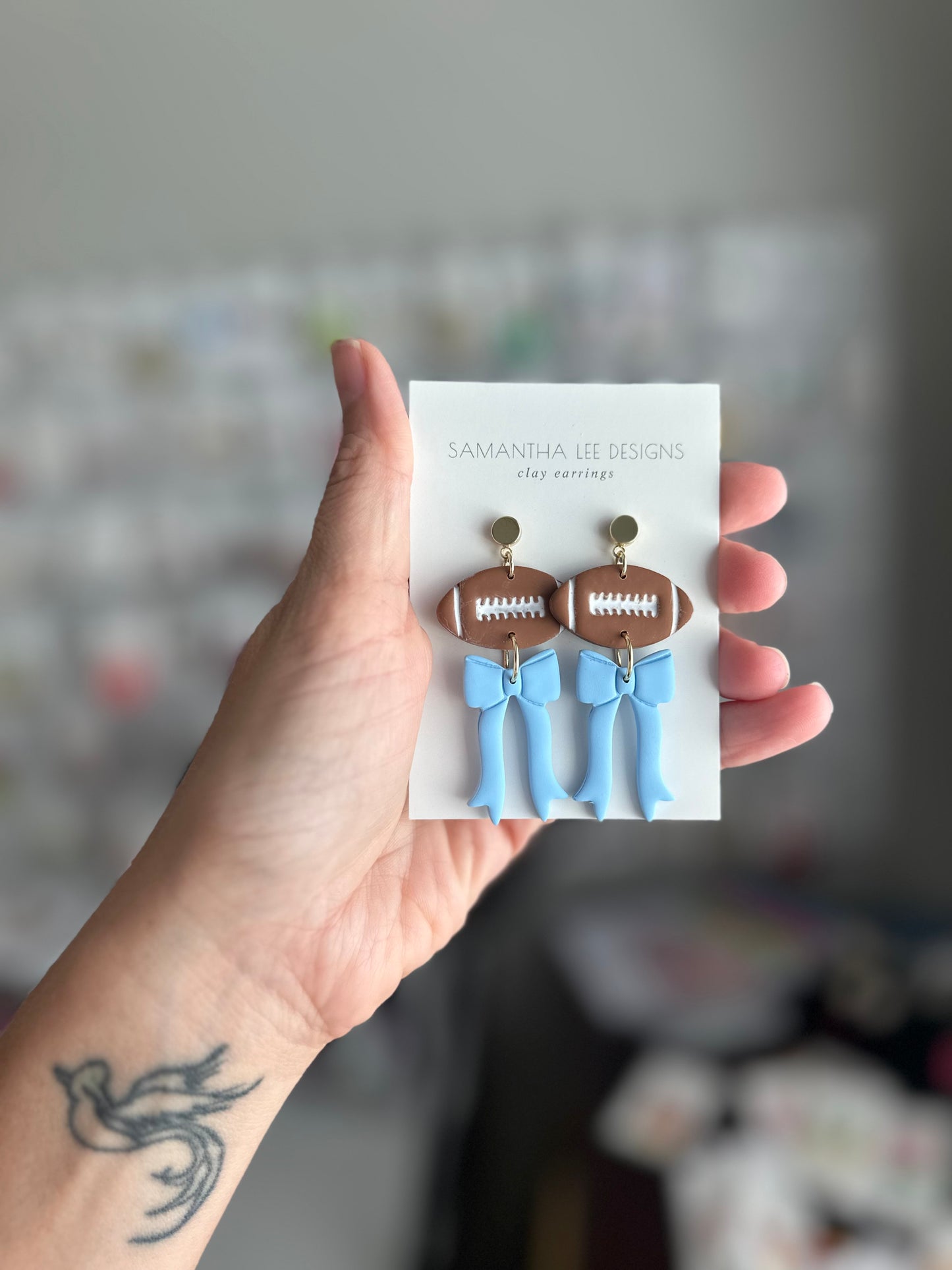 Football Bow Light Blue