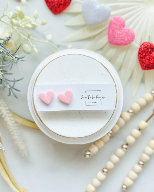 Pale Pink Heart Studs