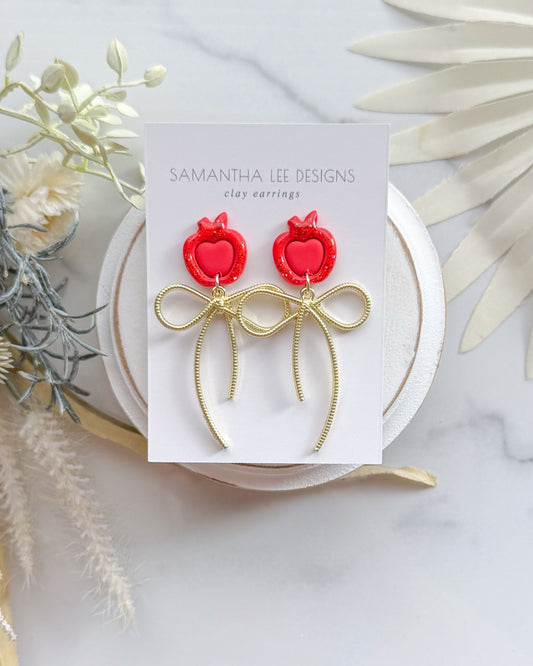 Glitter Red Apple Bows