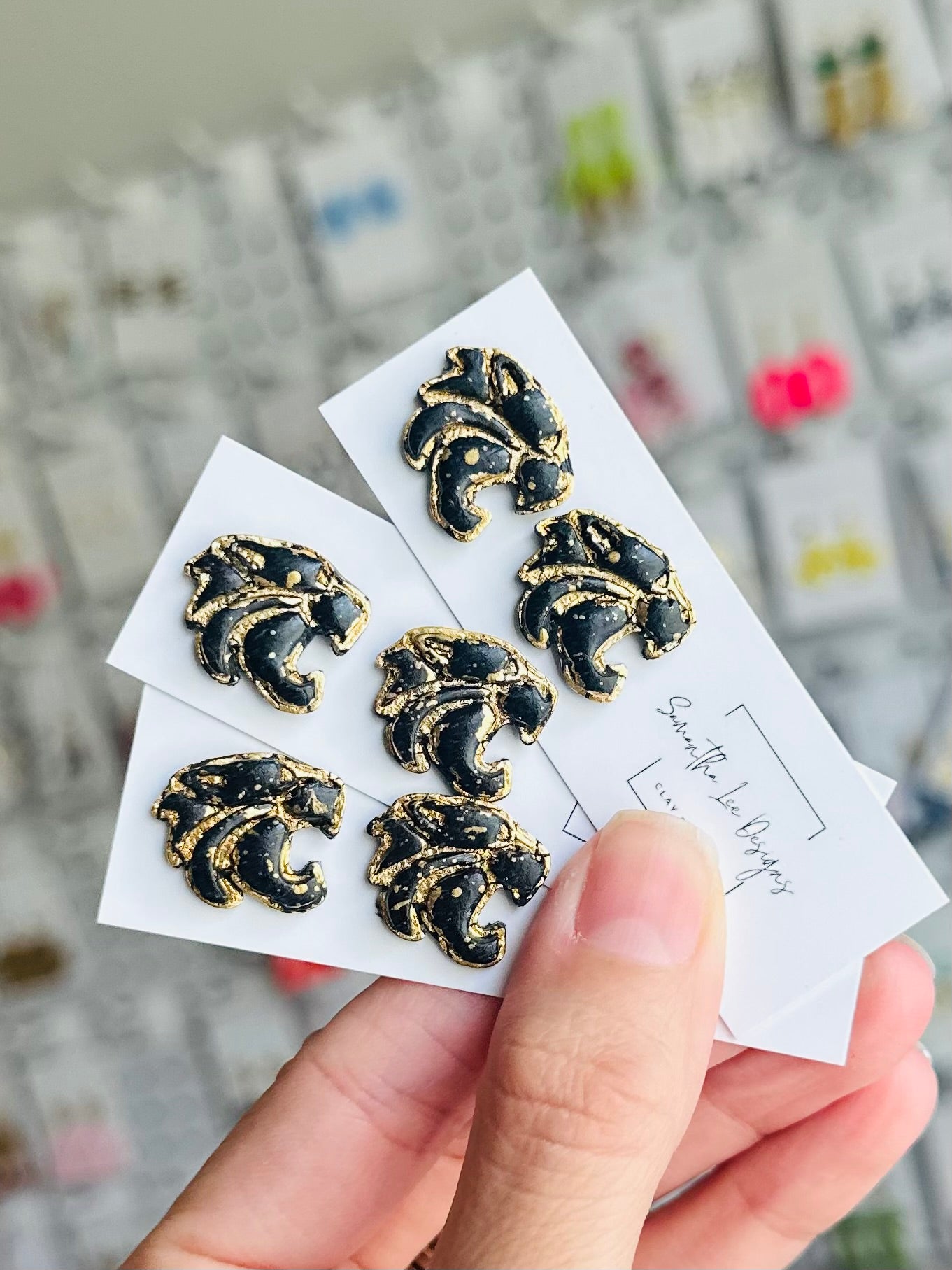 Gold Splatter Wildcat Studs