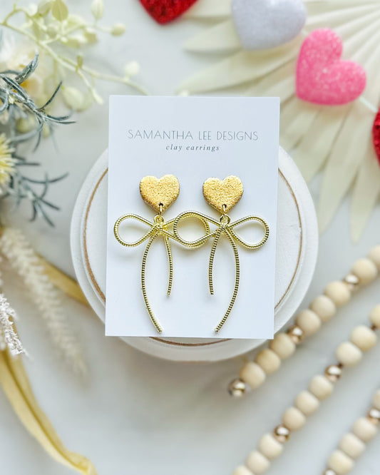 Gold Heart Bows