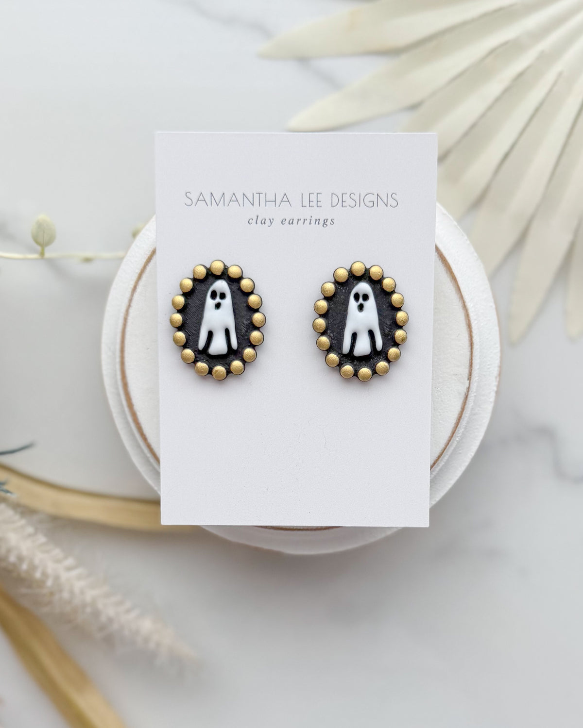 Beaded Ghost Studs