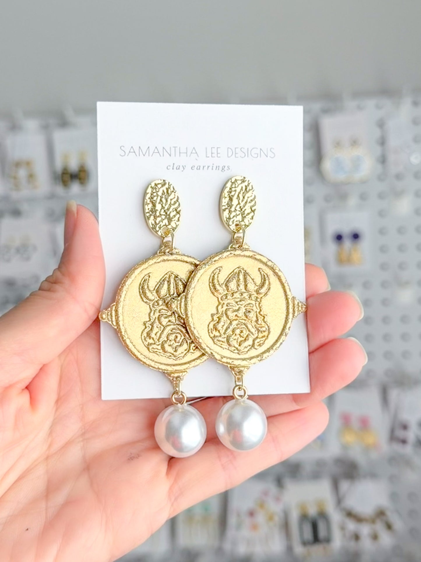 Gold Viking Pearl Medallion