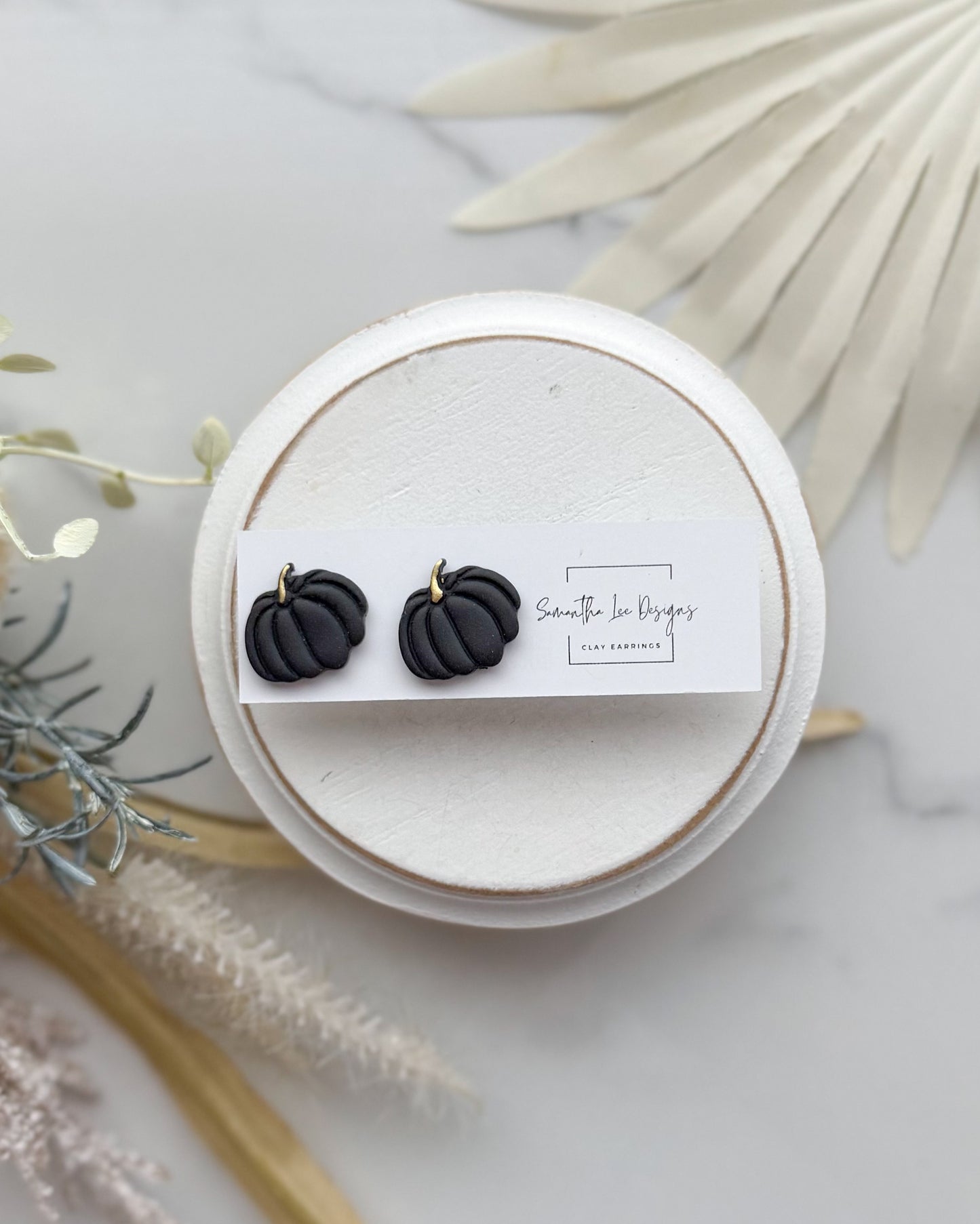Black Pumpkin Studs