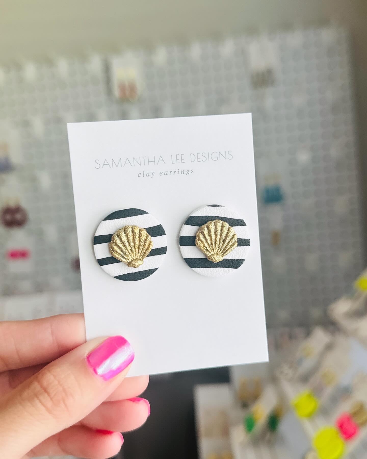 Large Striped Shell Stud