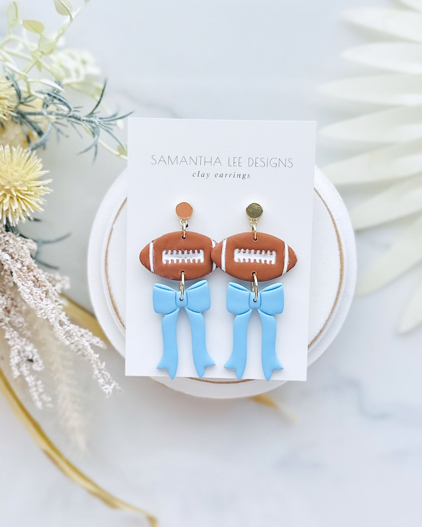 Football Bow Light Blue