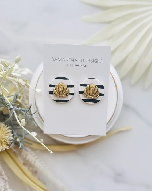 Large Striped Shell Studs