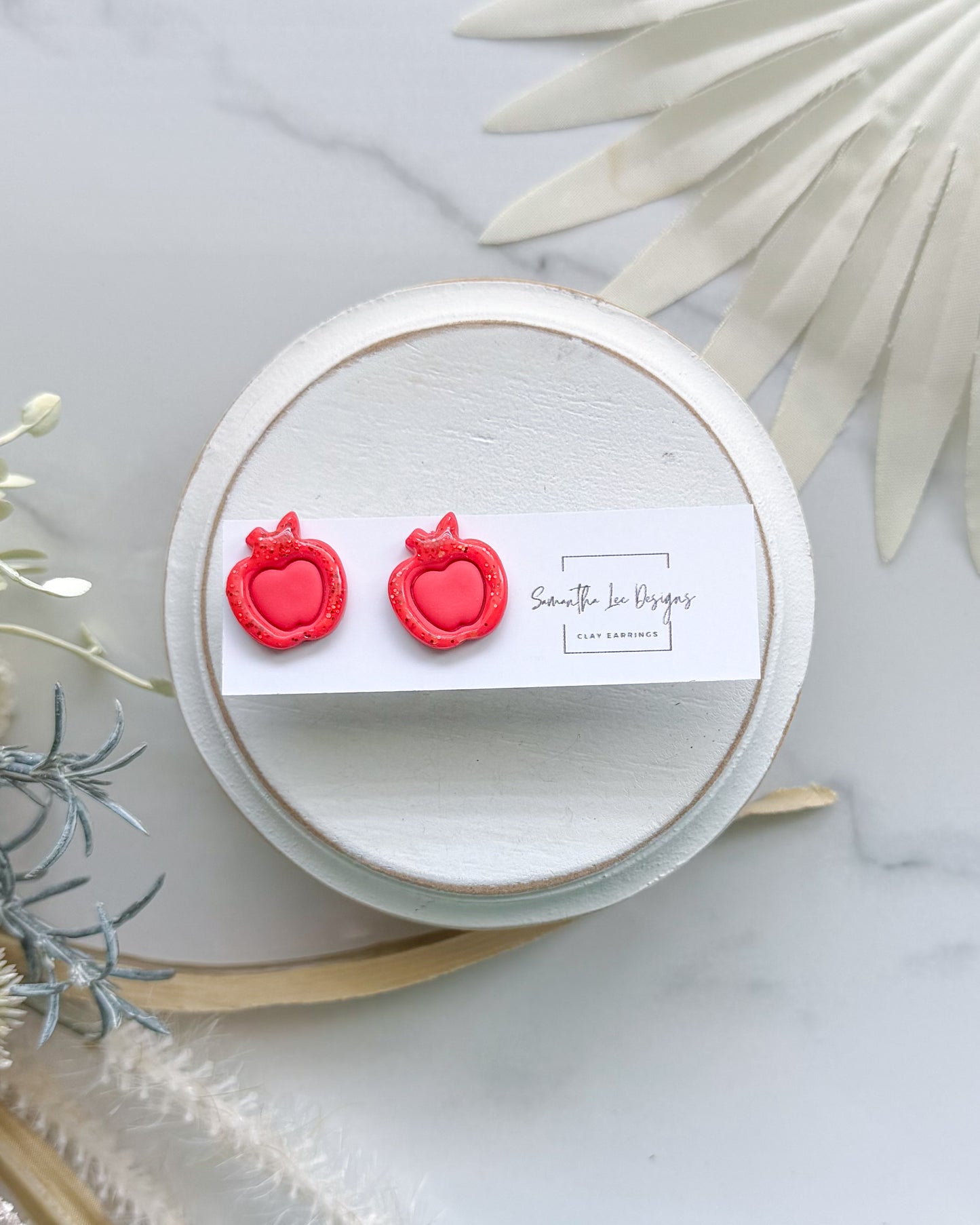 Glitter Red Apple Studs