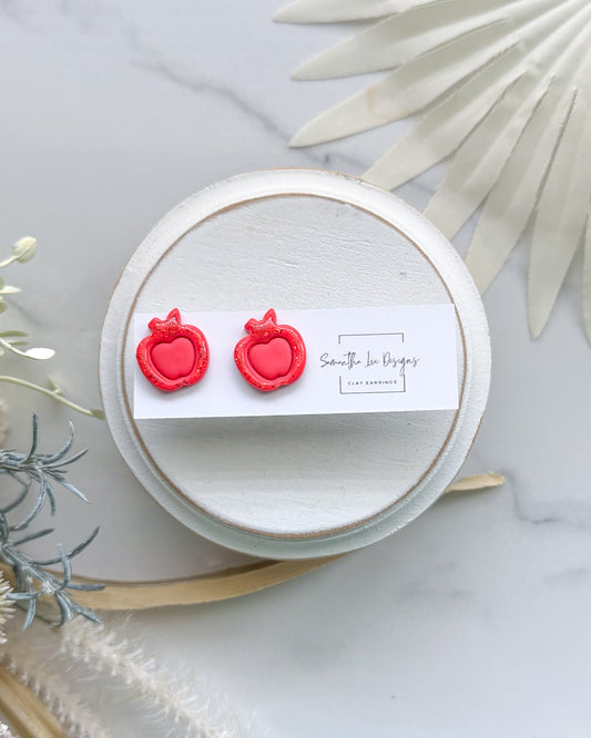 Glitter Red Apple Studs