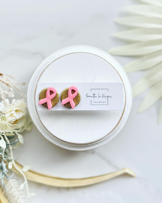 Pink Ribbon Studs