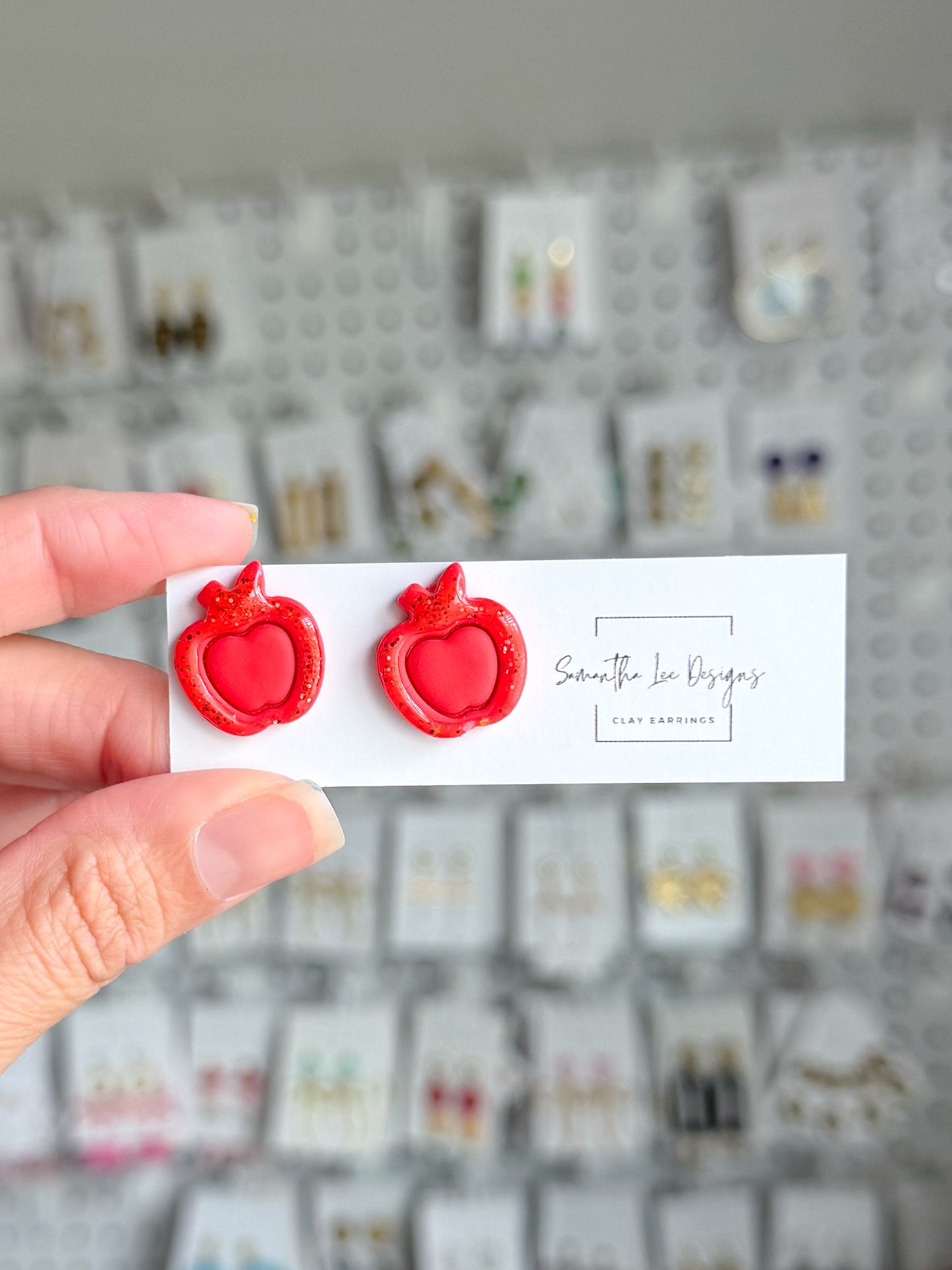 Glitter Red Apple Studs