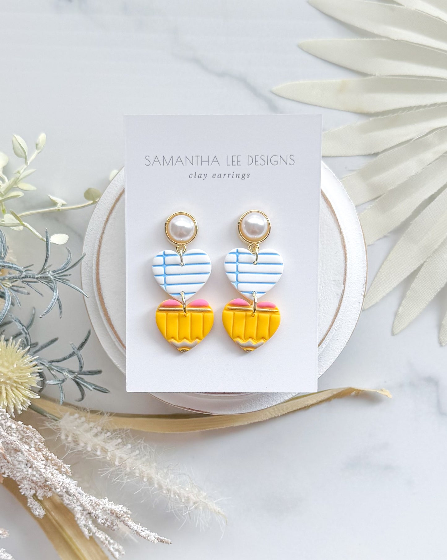 Yellow Pearl Pencil Dangles