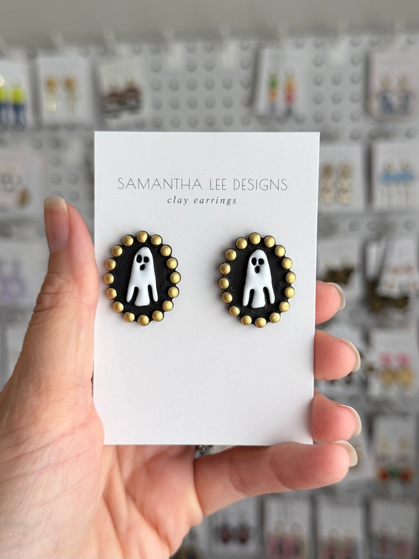 Beaded Ghost Studs