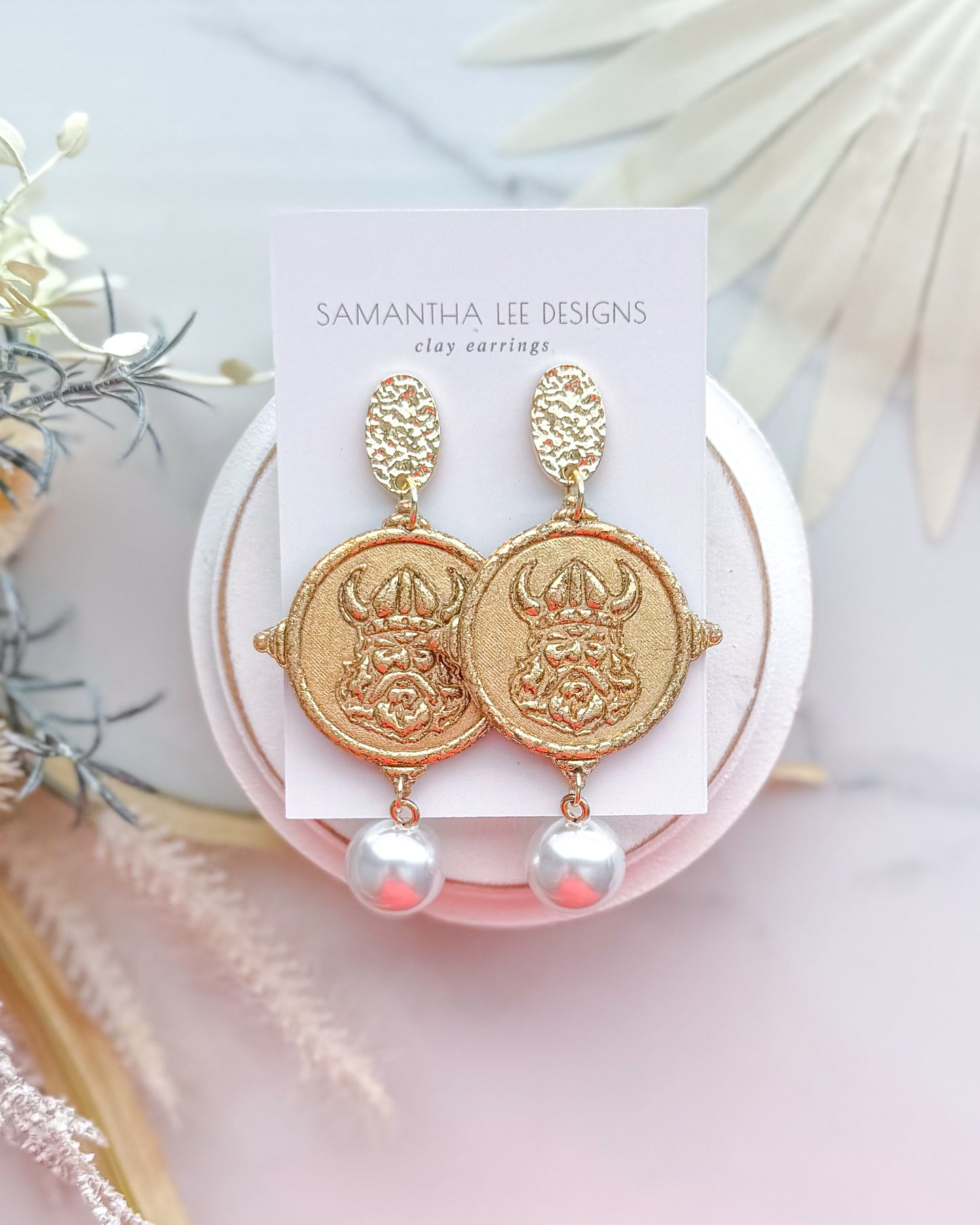 Gold Viking Pearl Medallion