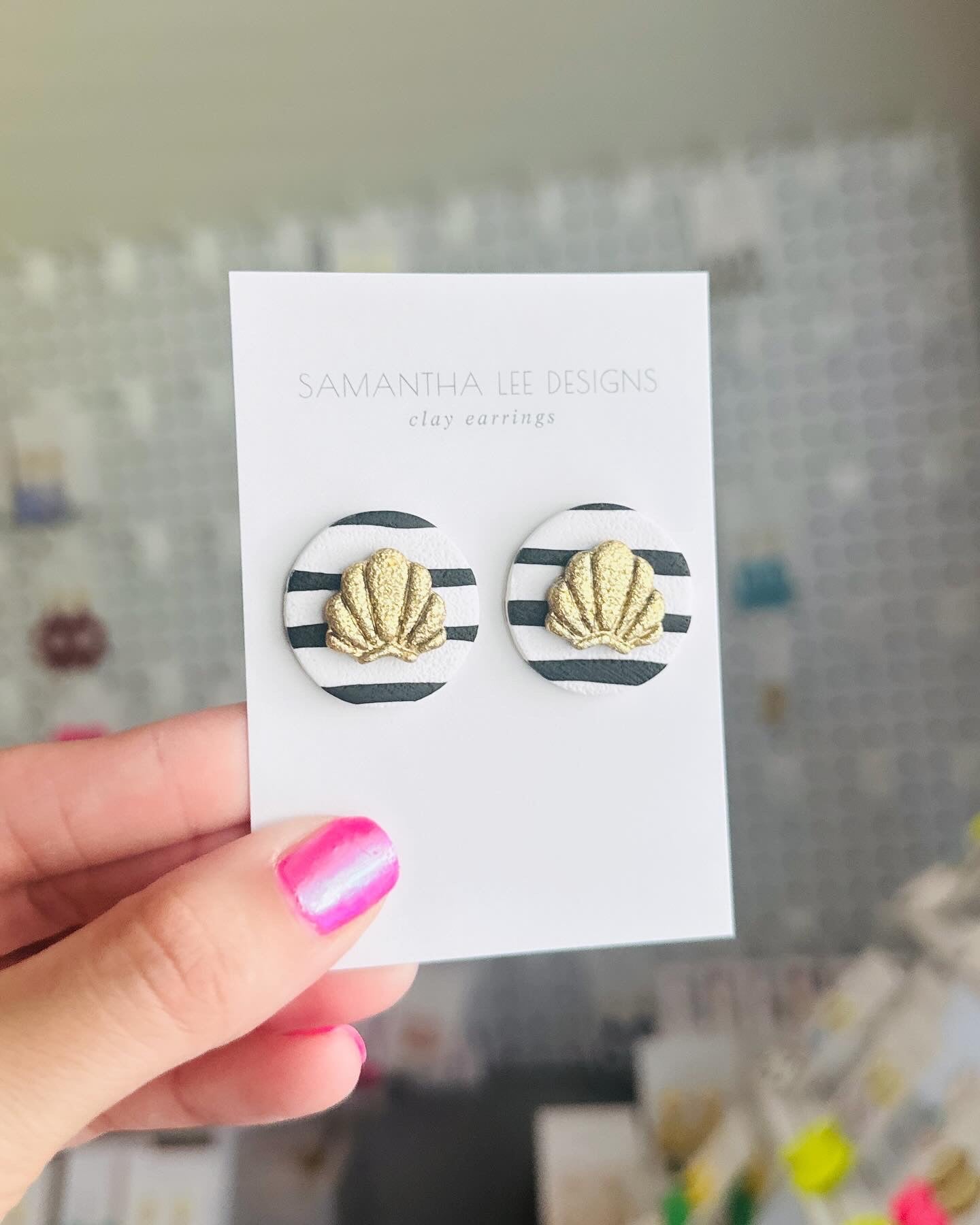 Large Striped Shell Studs