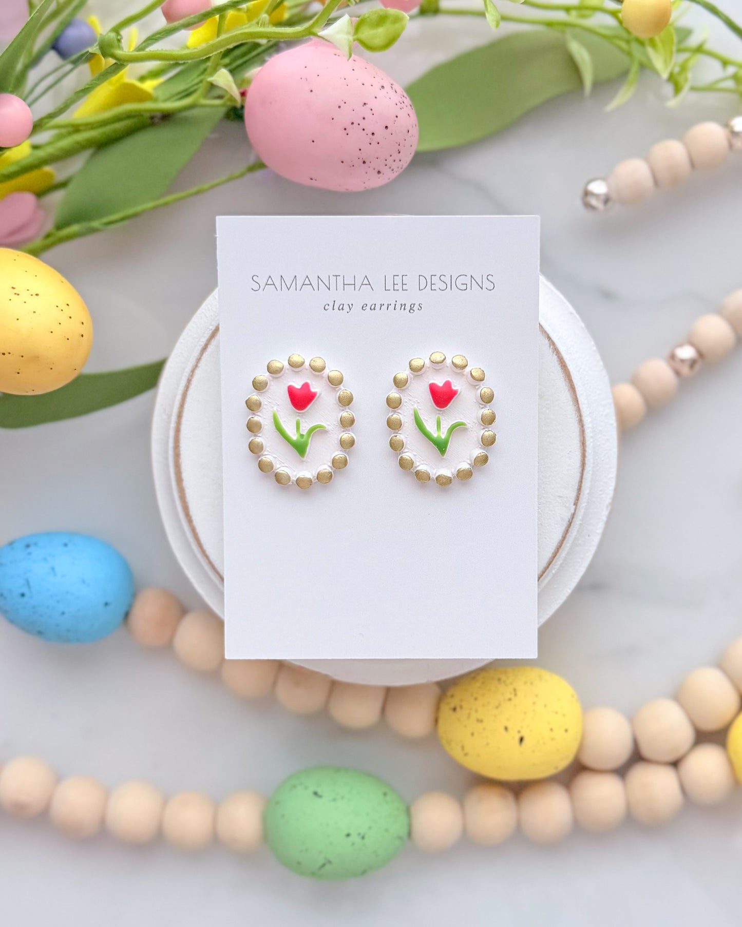 Beaded Tulip Studs