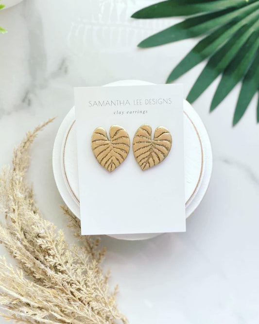 Gold Philodendron stud